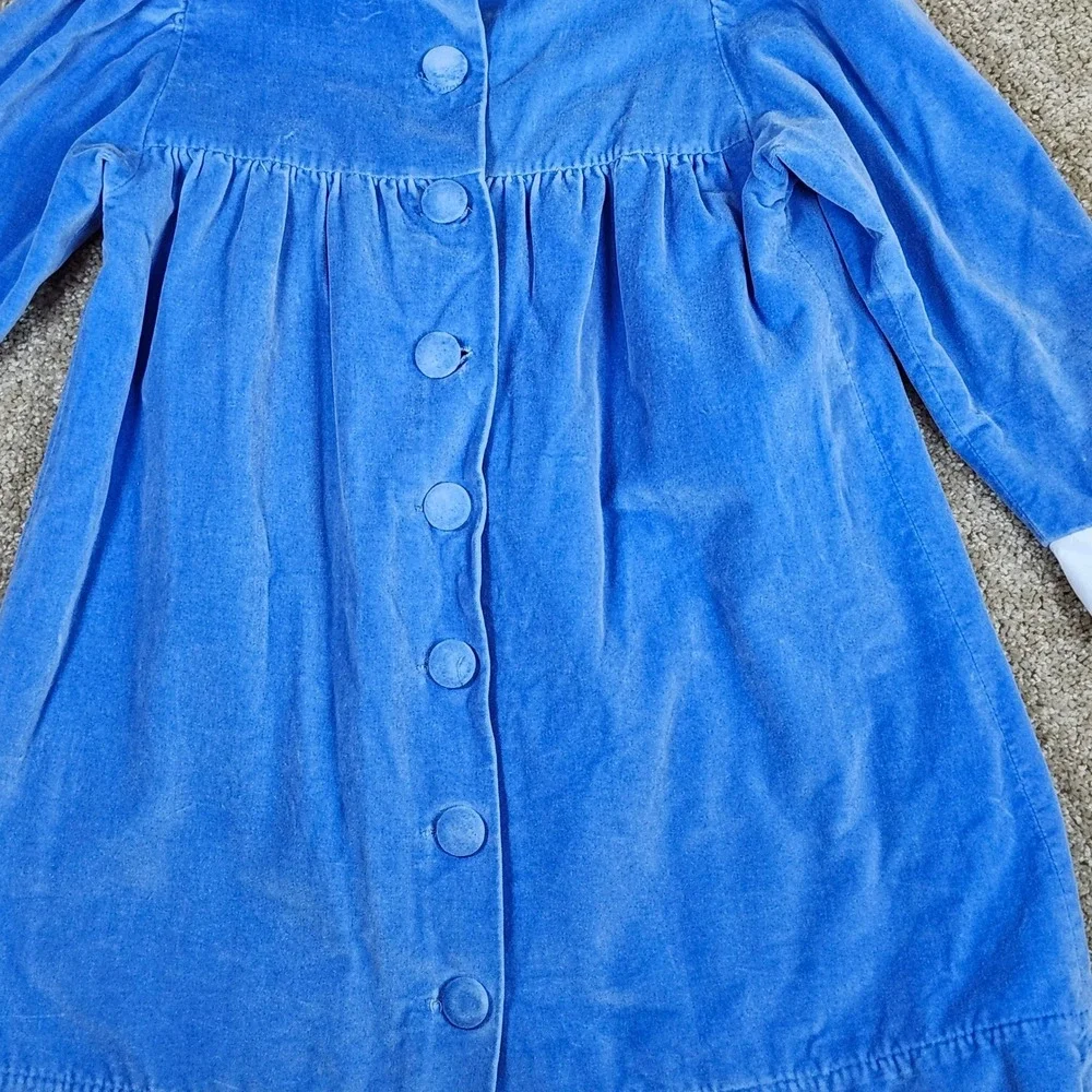 The Beaufort Bonnet Company Dress Blue Velvet Peter Pan Collar Classic Size‎ 10
